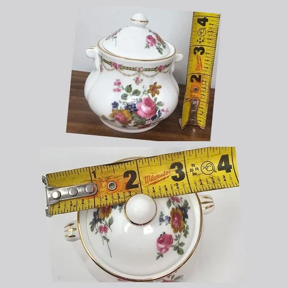 Vtg Crown Victorian Floral Bone China Sugar Trinket Dish Staffordshire England - Picture 9 of 9